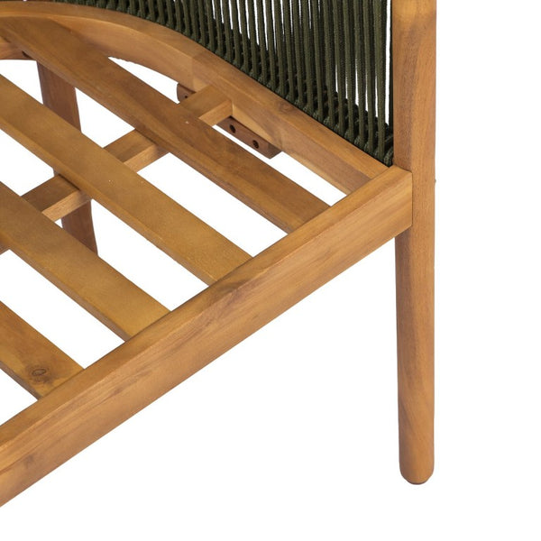 English Elm Outdoor Acacia Wood Dining Chairs with Braided Rope Weave Scandinavian Patio Style Green Set of 2 N776P508223G