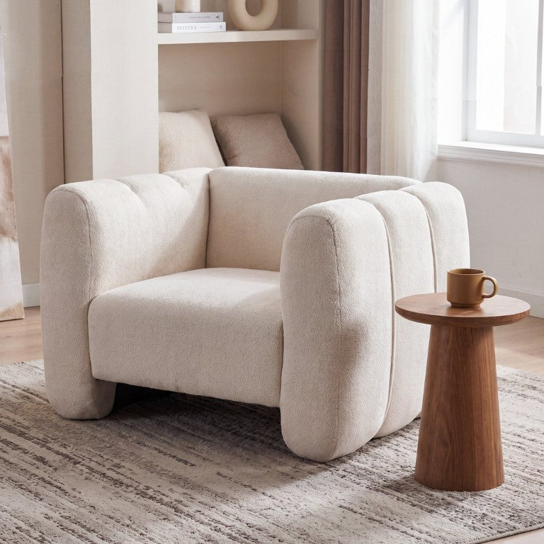 English Elm Upholstery Club Chair with Channel Stitching Plush Seat for Modern Living Spaces N776P519505B