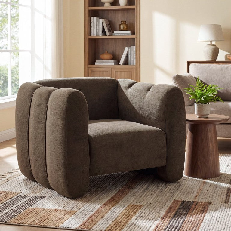 English Elm Velvet Club Chair with Channel Stitching Low Profile Seat for Modern Living Spaces N776P519505D