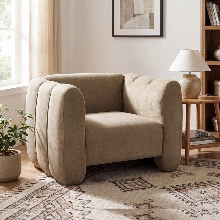 English Elm Velvet Club Chair with Channel Stitching for Living Room Bedroom or Reading Nook N776P519505L