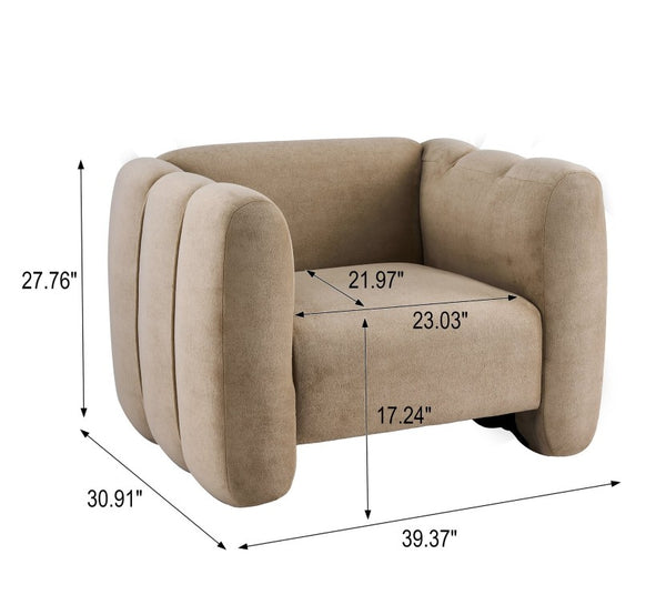 English Elm Velvet Club Chair with Channel Stitching for Living Room Bedroom or Reading Nook N776P519505L