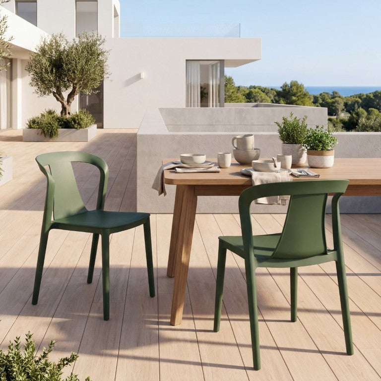 English Elm Orchid Outdoor Stackable Side Chairs UV Resistant Plastic Patio Set for Modern Spaces N776P521605G