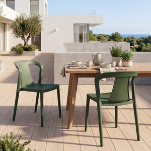 English Elm Orchid Outdoor Stackable Side Chairs UV Resistant Plastic Patio Set for Modern Spaces N776P521605G