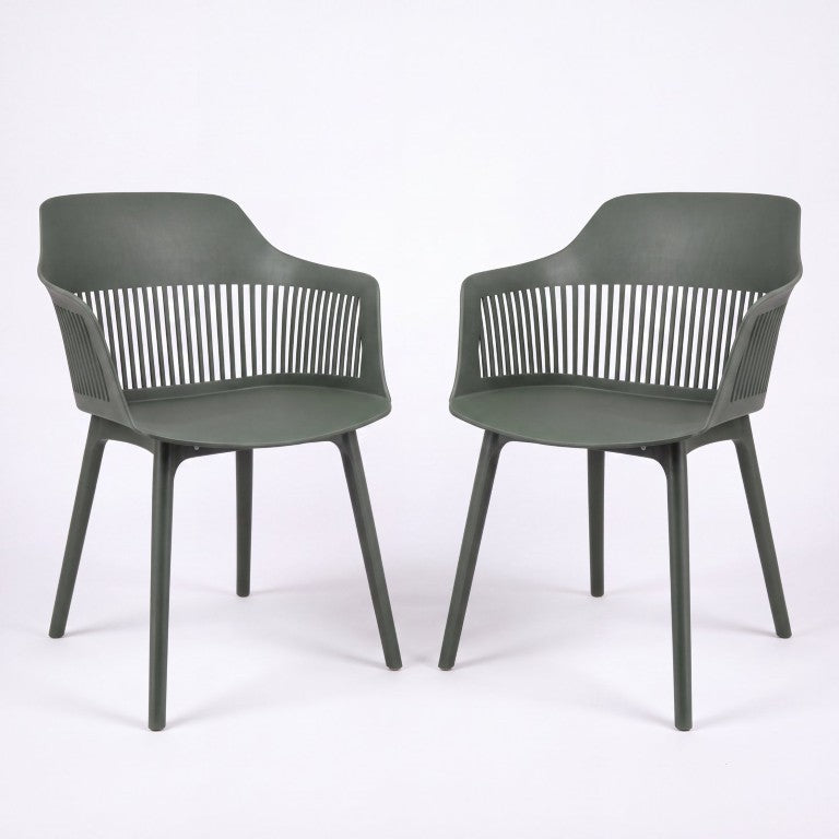 English Elm Dahlia Outdoor Stackable Side Chairs Set of Two UV Resistant Modern Patio Seating N776P521608G