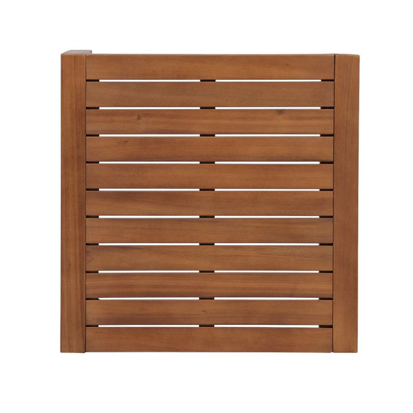 English Elm Leah Acacia Wood Adirondack Outdoor Chat Set with Slatted Table and Two Chairs Brown - A N776P524629B