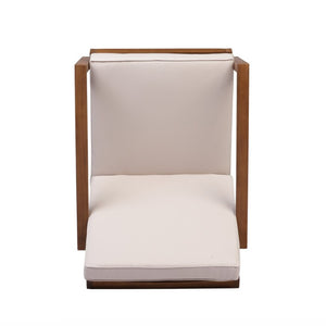 English Elm Leah Acacia Wood Adirondack Outdoor Chat Set with Slatted Table and Two Chairs Brown - A N776P524629B