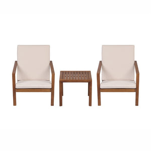English Elm Leah Acacia Wood Adirondack Outdoor Chat Set with Slatted Table and Two Chairs Brown - A N776P524629B