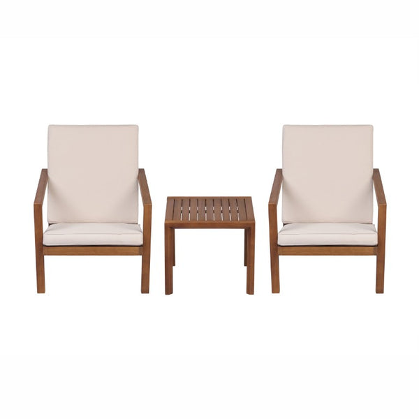 English Elm Leah Acacia Wood Adirondack Outdoor Chat Set with Slatted Table and Two Chairs Brown - A N776P524629B