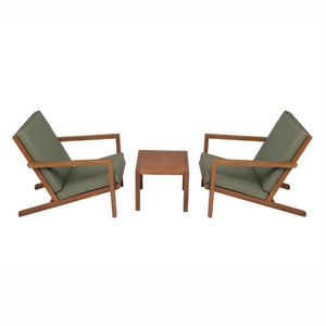 English Elm Leah Acacia Wood Adirondack Outdoor Chat Set with Slatted Table and Two Chairs Brown - B N776P524629G