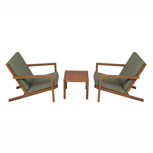 English Elm Leah Acacia Wood Adirondack Outdoor Chat Set with Slatted Table and Two Chairs Brown - B N776P524629G
