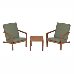 English Elm Leah Acacia Wood Adirondack Outdoor Chat Set with Slatted Table and Two Chairs Brown - B N776P524629G
