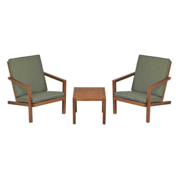 English Elm Leah Acacia Wood Adirondack Outdoor Chat Set with Slatted Table and Two Chairs Brown - B N776P524629G