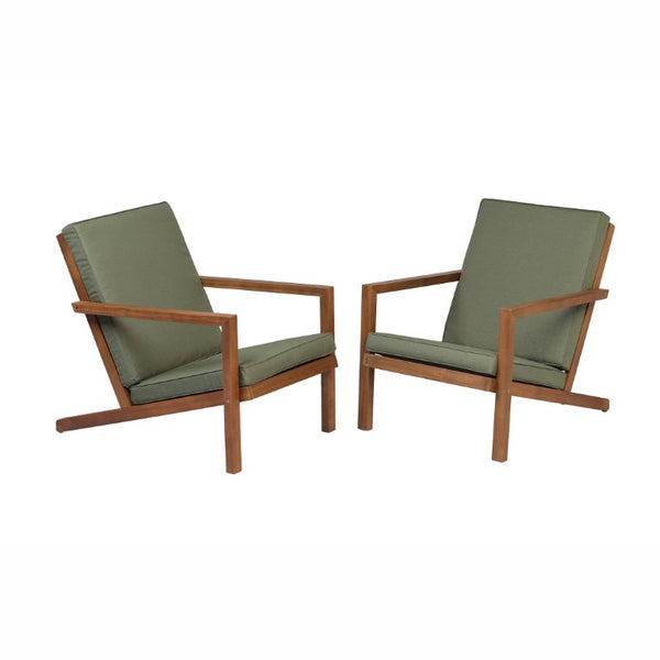 English Elm Leah Acacia Wood Adirondack Outdoor Chat Set with Slatted Table and Two Chairs Brown - B N776P524629G