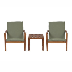 English Elm Leah Acacia Wood Adirondack Outdoor Chat Set with Slatted Table and Two Chairs Brown - B N776P524629G