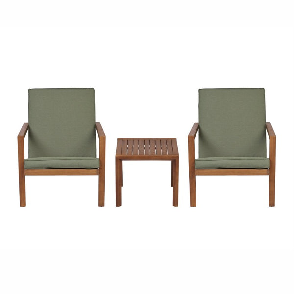English Elm Leah Acacia Wood Adirondack Outdoor Chat Set with Slatted Table and Two Chairs Brown - B N776P524629G