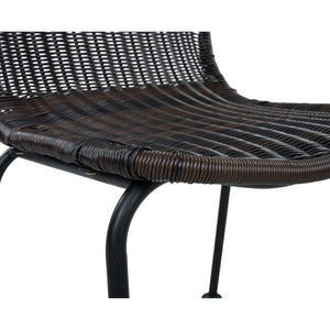 English Elm Boho Handwoven PE Wicker Outdoor Accent Chair Set All Weather Patio Seating Dark Brown Rattan Set of 2 N776P527284B