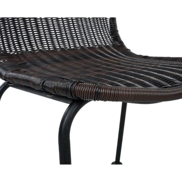 English Elm Boho Handwoven PE Wicker Outdoor Accent Chair Set All Weather Patio Seating Dark Brown Rattan Set of 2 N776P527284B