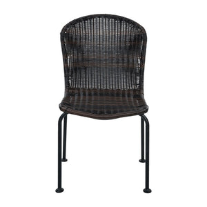 English Elm Boho Handwoven PE Wicker Outdoor Accent Chair Set All Weather Patio Seating Dark Brown Rattan Set of 2 N776P527284B