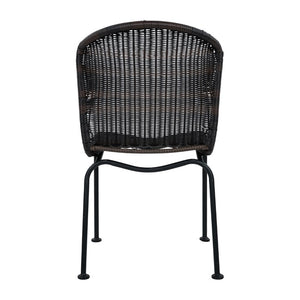 English Elm Boho Handwoven PE Wicker Outdoor Accent Chair Set All Weather Patio Seating Dark Brown Rattan Set of 2 N776P527284B