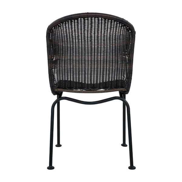English Elm Boho Handwoven PE Wicker Outdoor Accent Chair Set All Weather Patio Seating Dark Brown Rattan Set of 2 N776P527284B