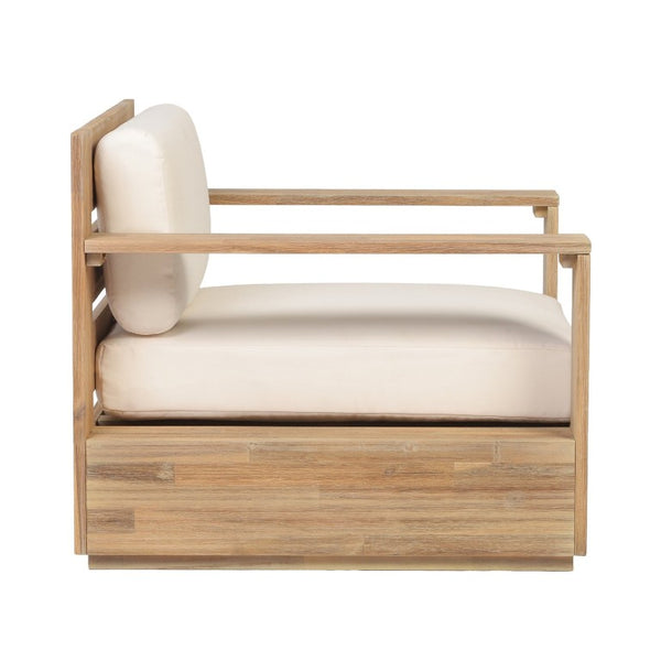 English Elm Outdoor Acacia Wood Patio Lounge Chairs with Thick Cushions for Modern Decks Set of 2 N776P533818L-2