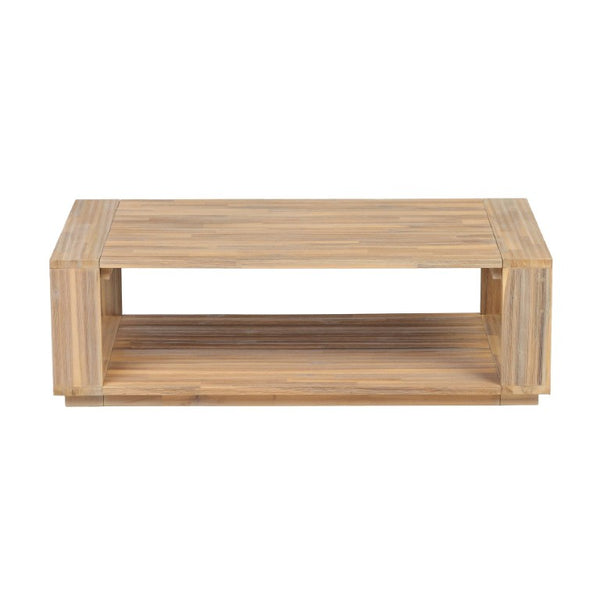 English Elm Outdoor Acacia Wood Patio Sofa and Coffee Table Set for Modern Coastal Living N776P533946L