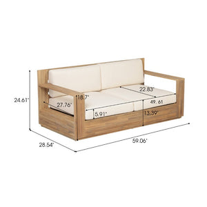 English Elm Outdoor Acacia Wood Patio Sofa and Coffee Table Set for Modern Coastal Living N776P533946L