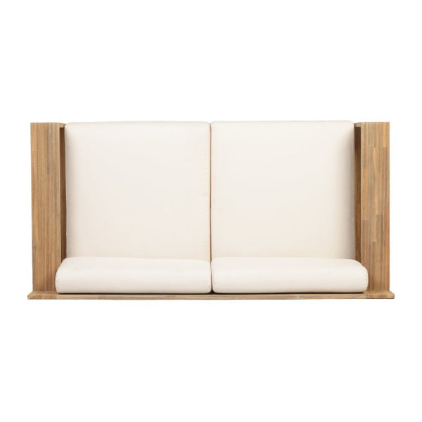 English Elm Outdoor Acacia Wood Patio Sofa and Coffee Table Set for Modern Coastal Living N776P533946L