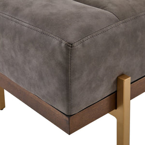 English Elm Upholstered Channel Tufted Bench with Gold Legs for Bedroom or Living Room N778P233330G