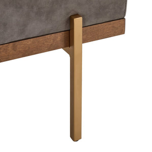 English Elm Upholstered Channel Tufted Bench with Gold Legs for Bedroom or Living Room N778P233330G