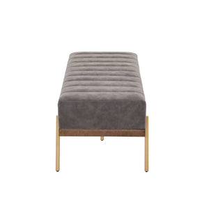 English Elm Upholstered Channel Tufted Bench with Gold Legs for Bedroom or Living Room N778P233330G