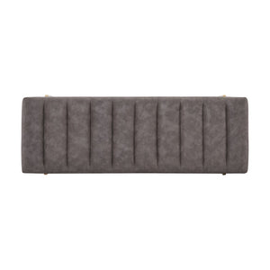English Elm Upholstered Channel Tufted Bench with Gold Legs for Bedroom or Living Room N778P233330G