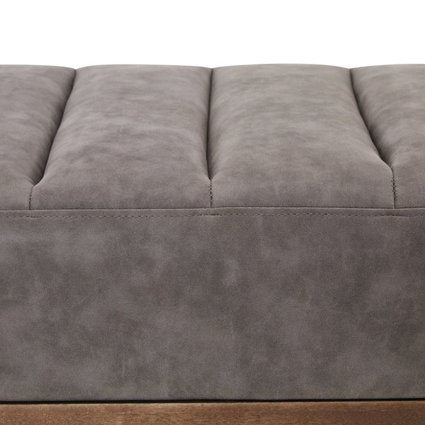 English Elm Upholstered Channel Tufted Bench with Gold Legs for Bedroom or Living Room N778P233330G