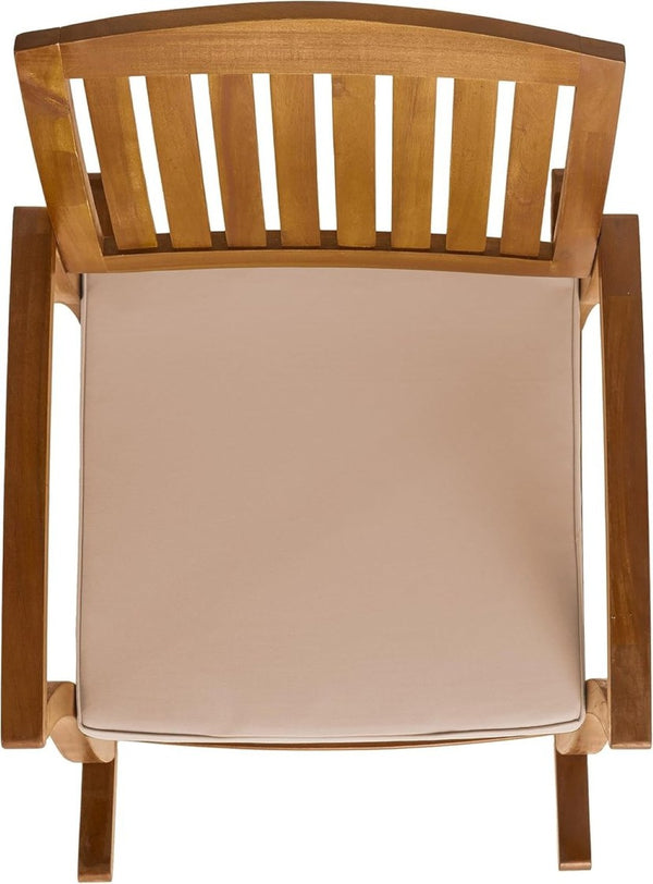 English Elm Selma Outdoor Solid Acacia Wood Rocking Chair Set with Weather Resistant Cushions N778P241390N