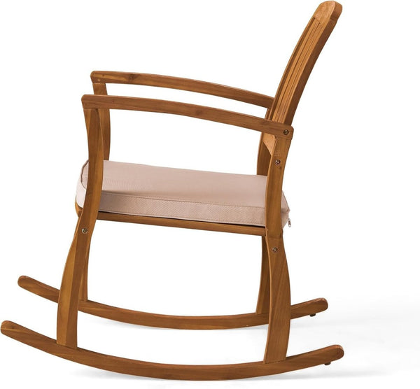 English Elm Selma Outdoor Solid Acacia Wood Rocking Chair Set with Weather Resistant Cushions N778P241390N