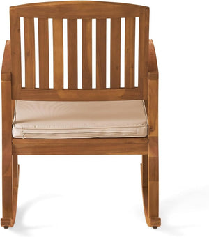 English Elm Selma Outdoor Solid Acacia Wood Rocking Chair Set with Weather Resistant Cushions N778P241390N