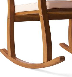English Elm Selma Outdoor Solid Acacia Wood Rocking Chair Set with Weather Resistant Cushions N778P241390N