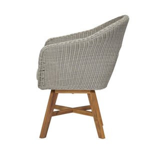 English Elm Outdoor Rattan Dining Arm Chairs with Cushions Set of 2 Acacia Aluminum Patio Beige, Grey Ash, Natural 26.5 L x 26.2 W x 34.1 H N778P254425N