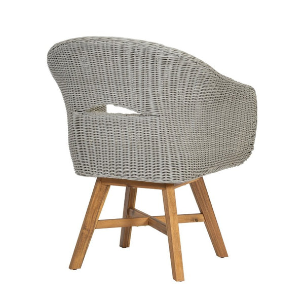 English Elm Outdoor Rattan Dining Arm Chairs with Cushions Set of 2 Acacia Aluminum Patio Beige, Grey Ash, Natural 26.5 L x 26.2 W x 34.1 H N778P254425N