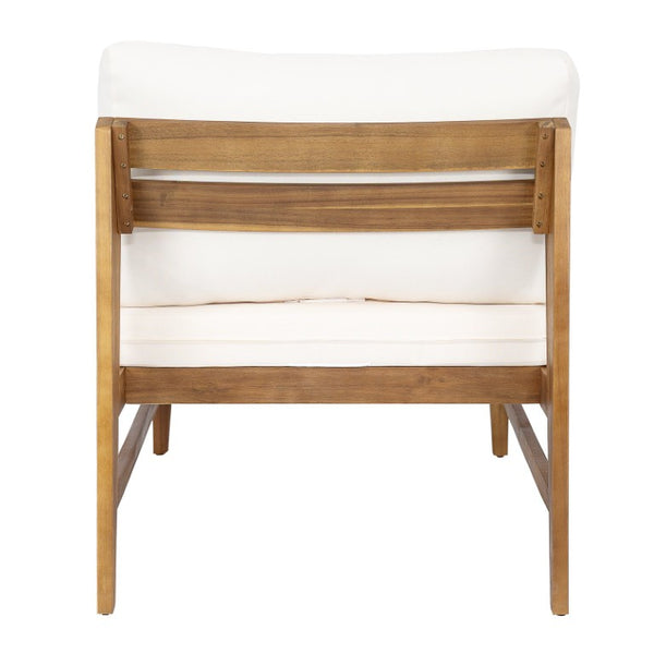 English Elm Outdoor Acacia Wood Patio Sofa with Woven Strap Support and UV Resistant Cushions Patio Deep Seating Armless Chair With Cushions (Set of 2) N778P285891W