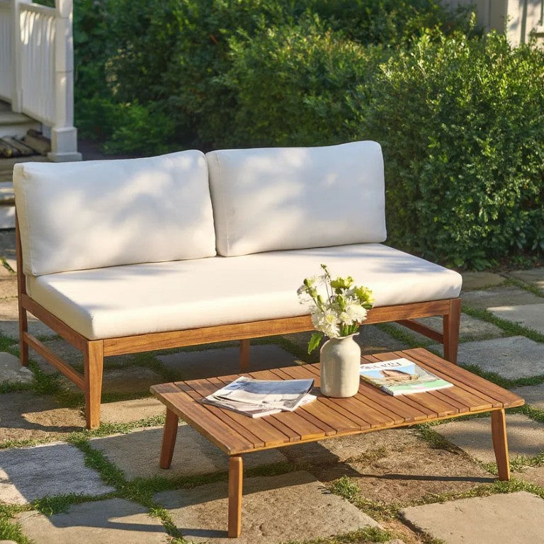 English Elm Patio Acacia Wood Loveseat and Coffee Table Set for Outdoor Entertaining Spaces N778P285892W