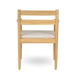 English Elm Outdoor Rattan Dining Arm Chairs with Cushions Set of 2 Acacia Aluminum Patio Beige, Light Teak 31.75 L x 24 W x 23.25 H N778P288156L