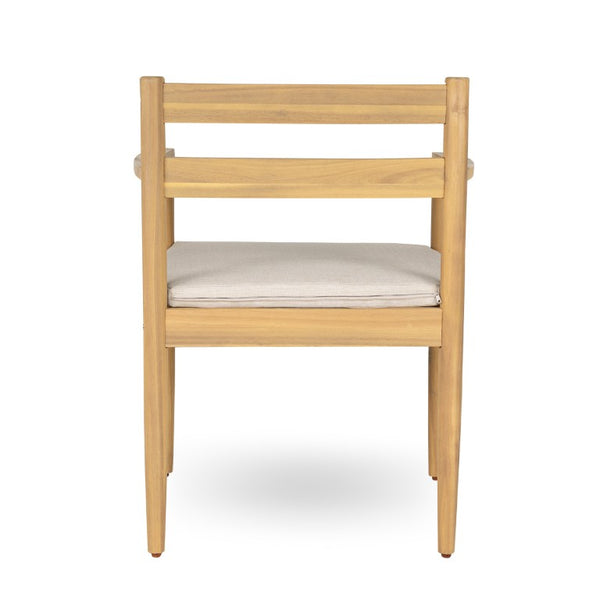 English Elm Outdoor Rattan Dining Arm Chairs with Cushions Set of 2 Acacia Aluminum Patio Beige, Light Teak 31.75 L x 24 W x 23.25 H N778P288156L