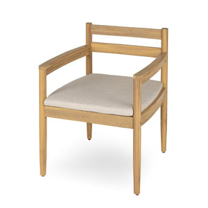 English Elm Outdoor Rattan Dining Arm Chairs with Cushions Set of 2 Acacia Aluminum Patio Beige, Light Teak 31.75 L x 24 W x 23.25 H N778P288156L
