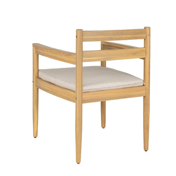 English Elm Outdoor Rattan Dining Arm Chairs with Cushions Set of 2 Acacia Aluminum Patio Beige, Light Teak 31.75 L x 24 W x 23.25 H N778P288156L