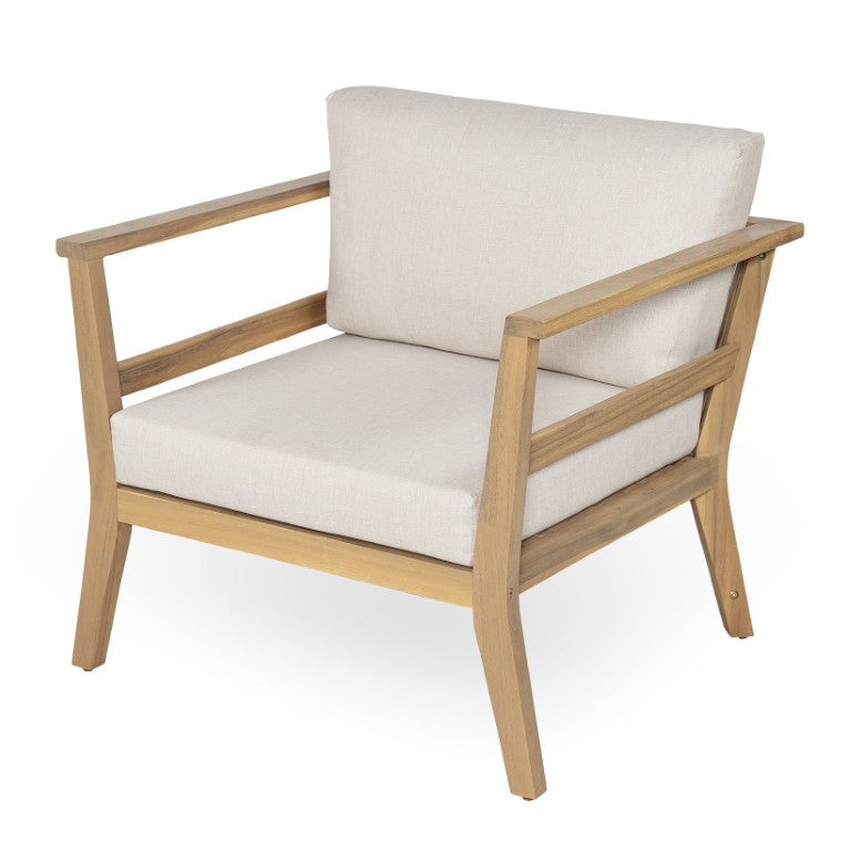 English Elm Outdoor Acacia Wood Club Chair with Foam Cushions for Patio Deck Garden N778P307924L