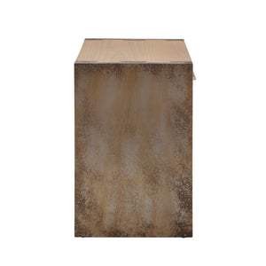 English Elm Wood Single Drawer Nightstand with Open Shelf Industrial Weathered Finish Bedroom Storage Gray/Natural/Rust N778P331008G