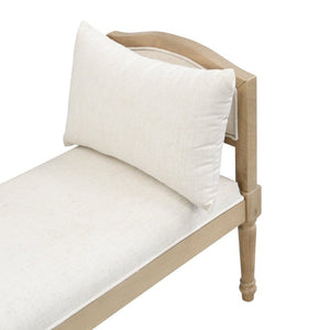 English Elm Upholstered Farmhouse Bench with Ash Wood Turned Legs and Matching Side Cushions Beige N778P340428B