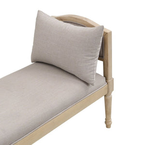 English Elm Upholstered Farmhouse Bench with Ash Wood Turned Legs and Matching Side Cushions Greige N778P340428G