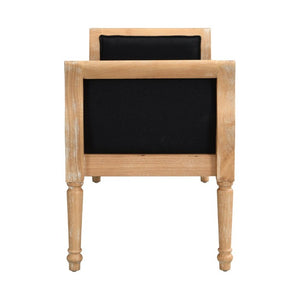 English Elm Classic Button Tufted Bench with Curved Arms Walnut Frame Beige Parlor Seat Charcoal Grey / Natural N778P340436G